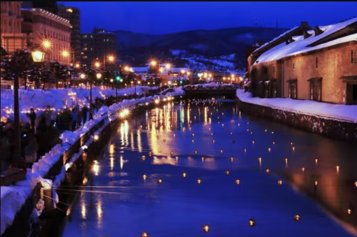 「北海道小樽運河」夜景